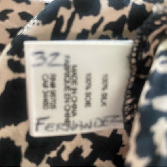 Rebecca Taylor Women's Silk Leopard Motif Black and Tan Blouse Size 2 - Picture 16 of 16
